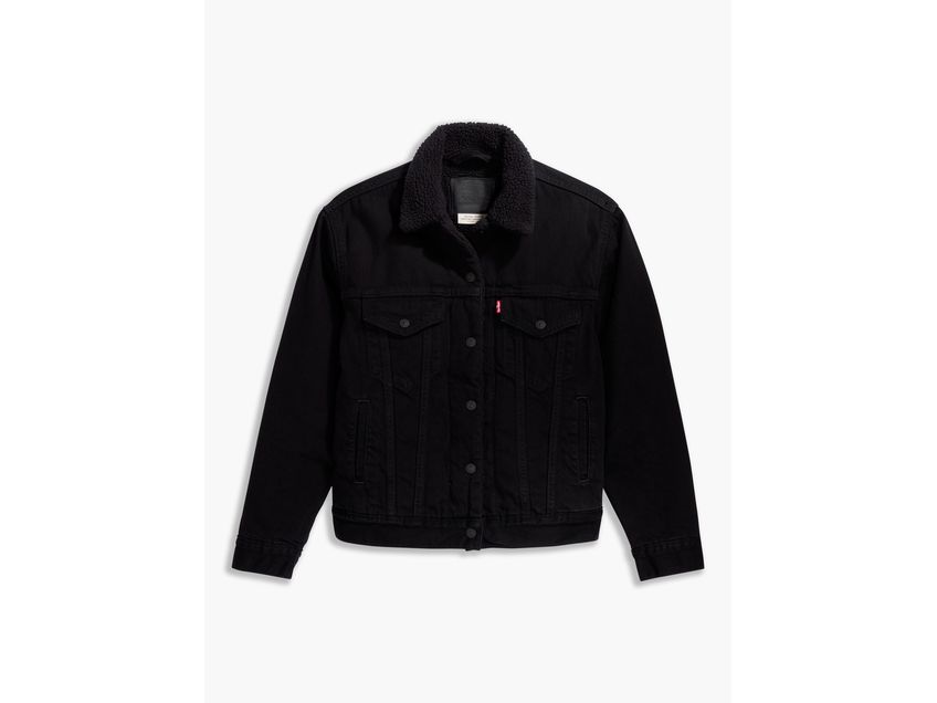 Levi's ex boyfriend sherpa trucker jacket black discount