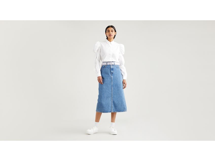 70s midi denim skirt cheap