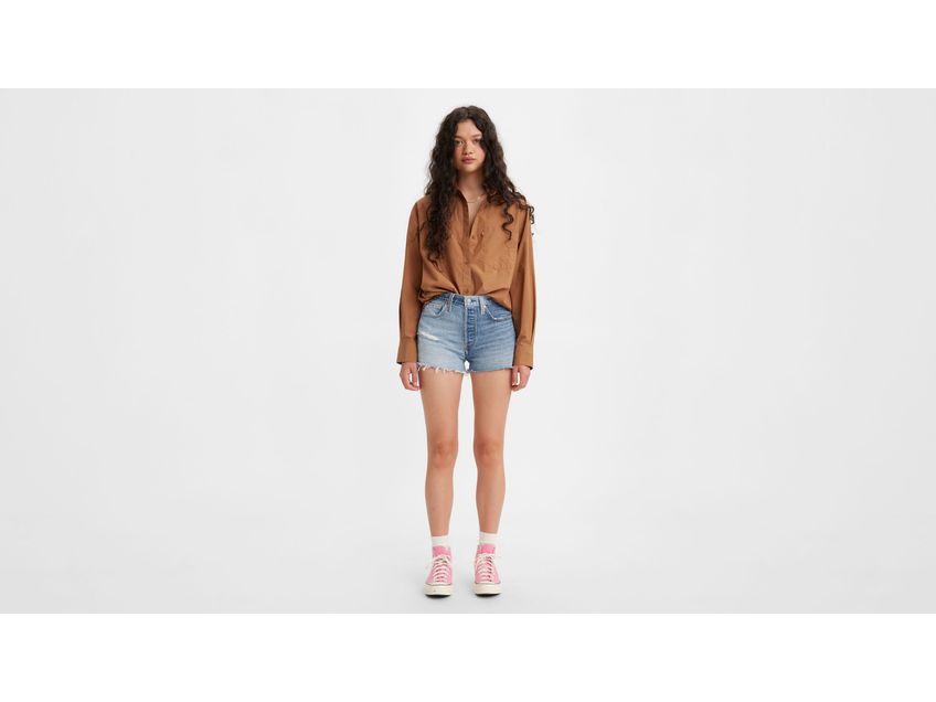 Two tone denim shorts on sale